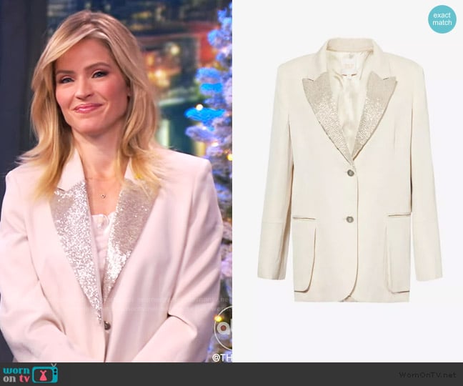 TWP Sweet Pea beads-embellishment relaxed-fit woven-blend blazer worn by Sara Haines on The View