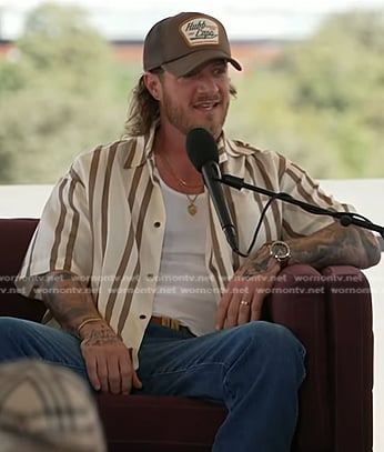 Tyler Hubbard's striped short sleeve shirt on Today