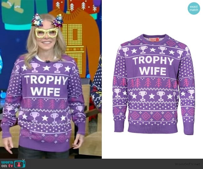 Kelly’s trophy wife Christmas sweater on Live with Kelly