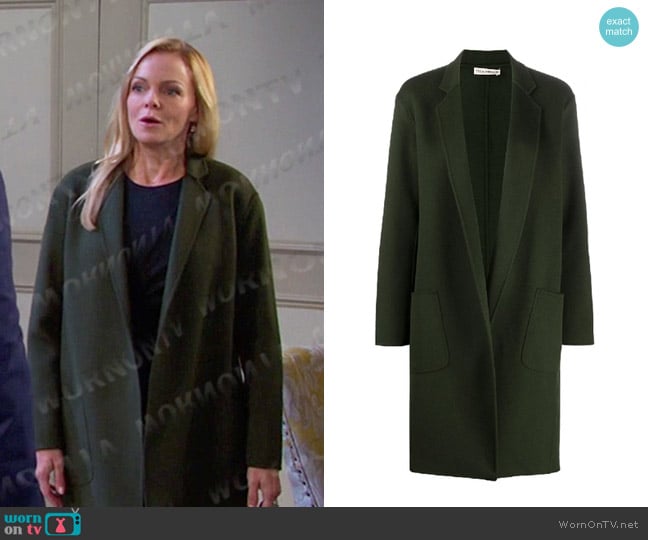 Ulla Johnson Eleanor Coat in Green worn by Belle Brady (Martha Madison) on Days of our Lives