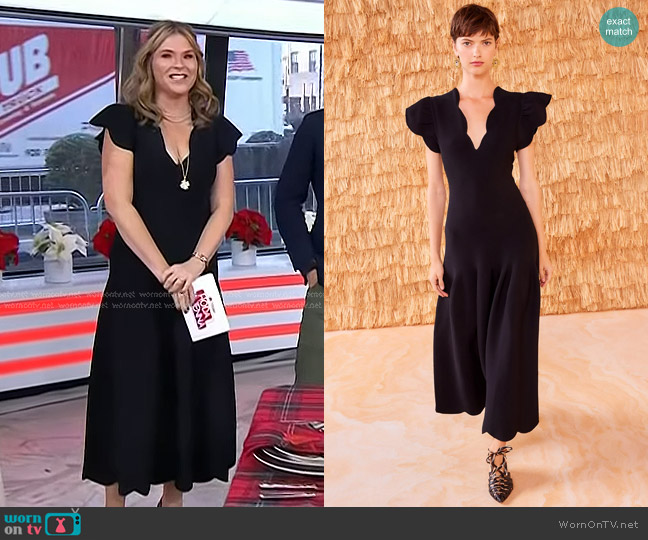 Ulla Johnson Yvette Dress in Noir worn by Jenna Bush Hager on Today