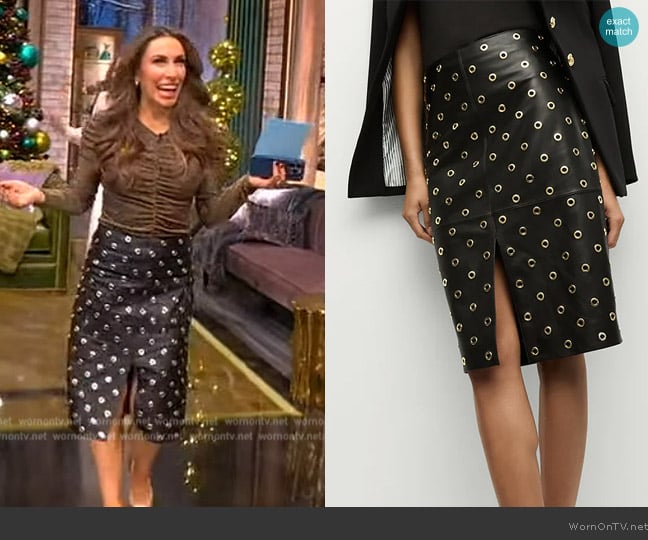 Veronica Beard Anderson Grommet Leather Pencil Skirt worn by Alyssa Farah Griffin on The View