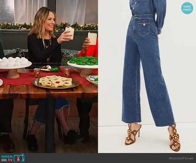 Veronica Beard Grant Wide-Leg Patch Pocket Jeans worn by Savannah Guthrie on Today