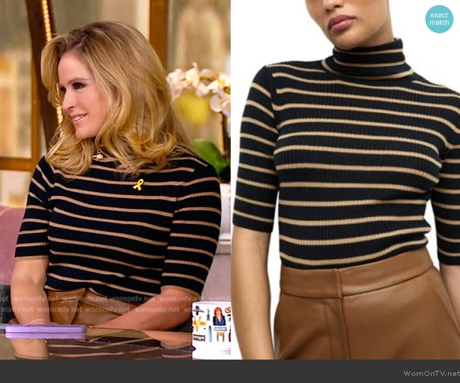 Veronica Beard Katrina Stripe Turtleneck Merino Wool Sweater worn by Sara Haines on The View