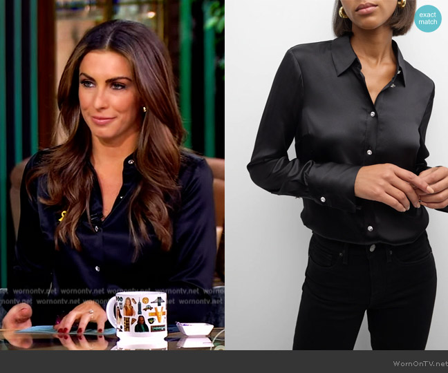 Veronica Beard Monique Long-Sleeve Satin Top worn by Alyssa Farah Griffin on The View