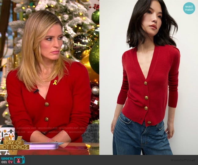 Veronica Beard Solene Cashmere Cardigan worn by Sara Haines on The View