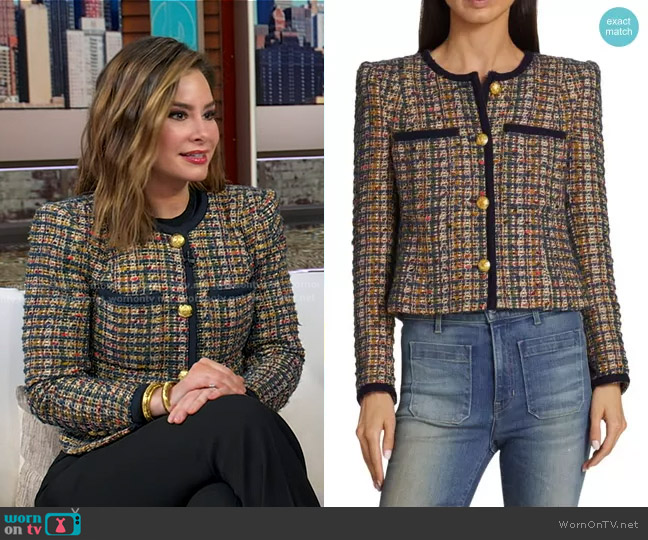 Veronica Beard Lars Metallic Tweed Jacket worn by Rebecca Jarvis on Good Morning America