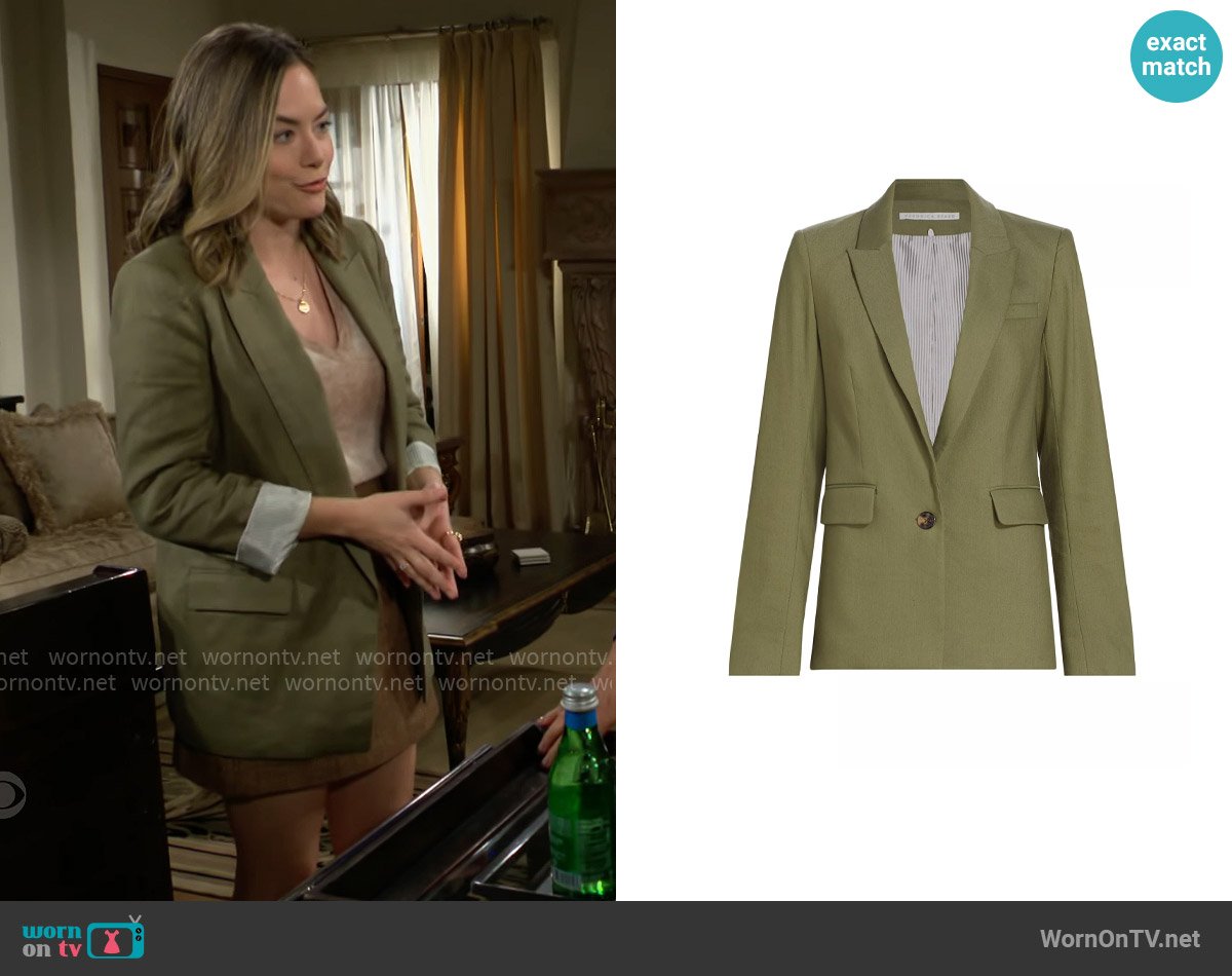 Veronica Beard Sevi Linen-Blend Blazer worn by Hope Logan (Annika Noelle) on The Bold and the Beautiful