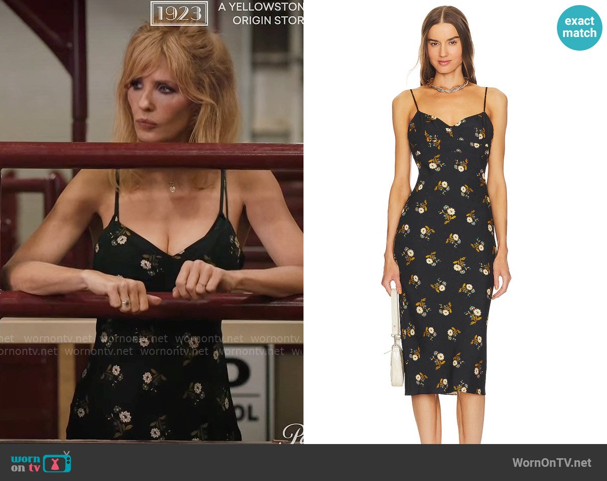 Beth’s black floral dress on Yellowstone