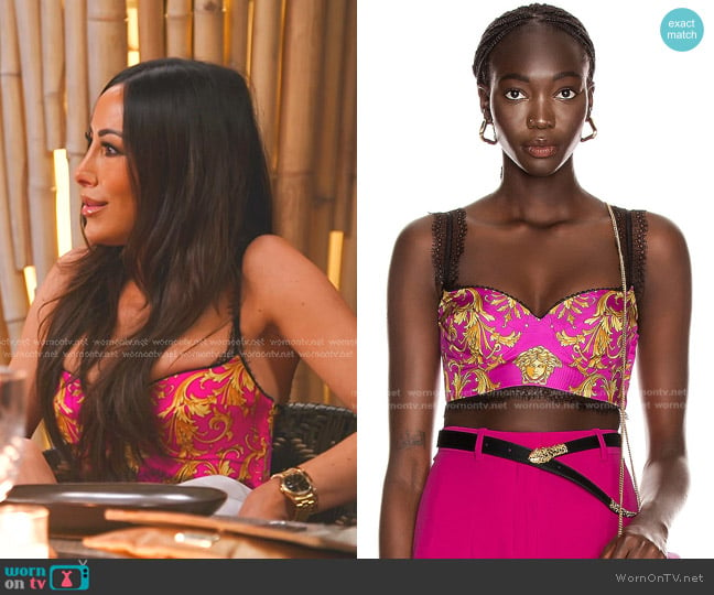 Versace Brocade Bra Top worn by Angie Katsanevas on The Real Housewives of Salt Lake City