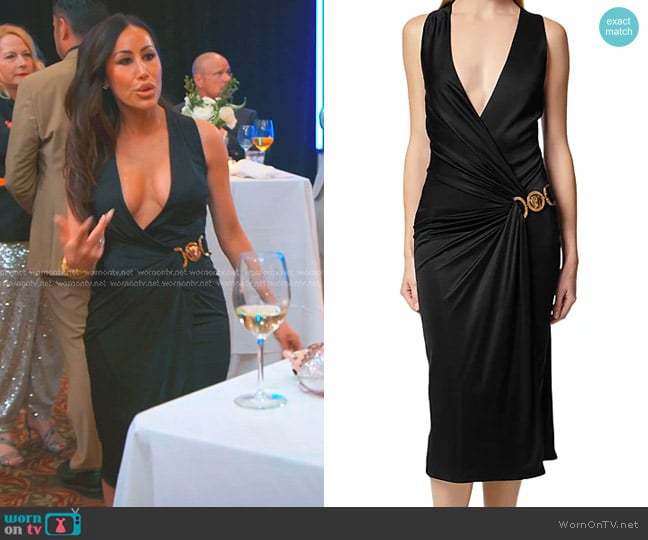 Versace Medusa Icon Cocktail Midi-Dress worn by Angie Katsanevas on The Real Housewives of Salt Lake City