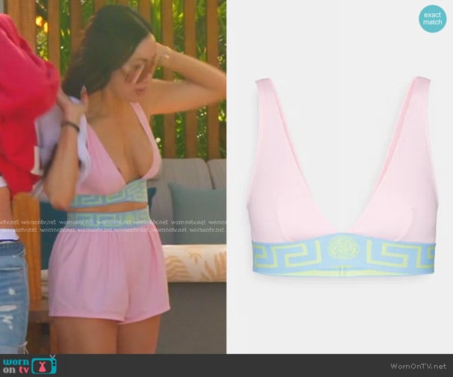 Versace Triangle Lycra Vita Recycled Bikini Top worn by Angie Katsanevas on The Real Housewives of Salt Lake City