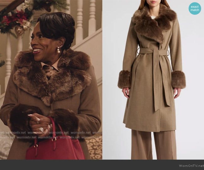 Barbara’s brown fur collar coat on Abbott Elementary