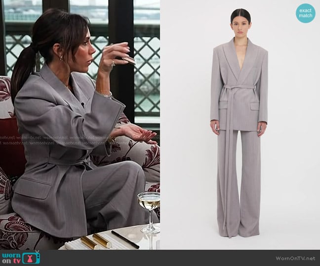 Victoria Beckham Tailored Belted Jacket and Trouser worn by Victoria Beckham on Today