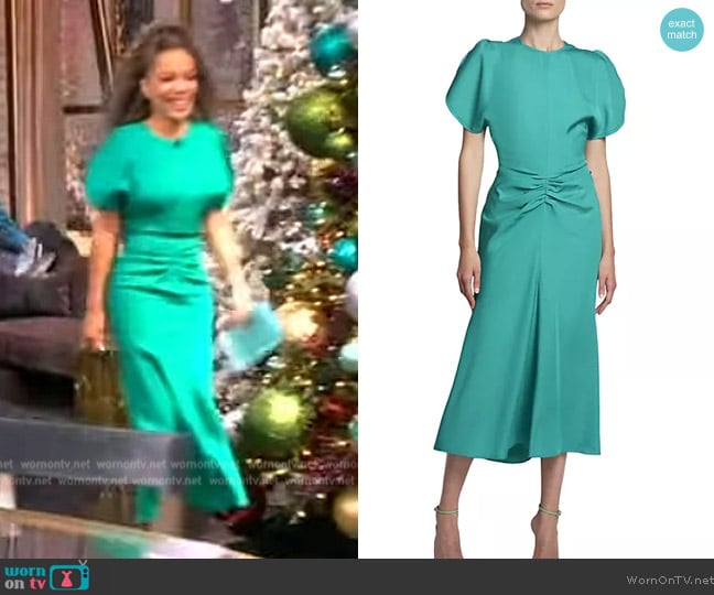 Victoria Beckham Gathered midi dress worn by Sunny Hostin on The View