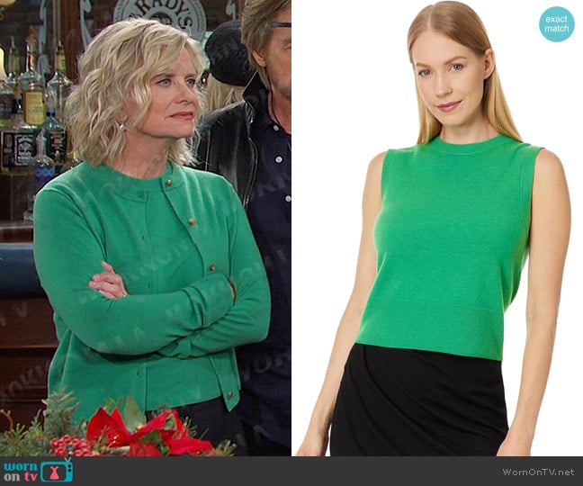 Vince Crew Neck Shell in Dark Parakeet worn by Kayla Brady (Mary Beth Evans) on Days of our Lives