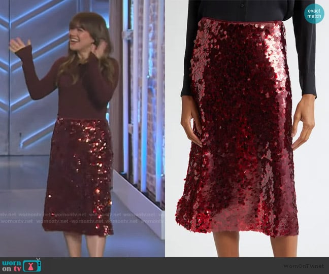 Vince Paillettes Sequin Skirt worn by Kelly Clarkson on The Kelly Clarkson Show