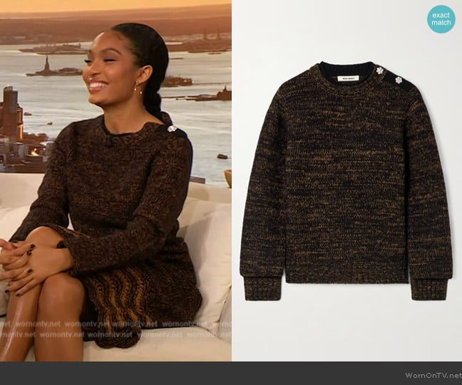 Wales Bonner Chord crystal-embellished knitted sweater worn by Yara Shahidi on The Drew Barrymore Show