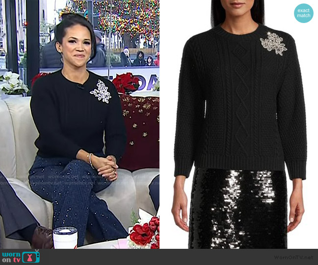 Weekend at Max Mara Ugolina Crystal Wool Sweater worn by Laura Jarrett on Today