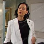 Amy’s white ruched sleeve blazer on Days of our Lives