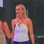 Whitney’s white crystal detail top and jeans on The Real Housewives of Salt Lake City