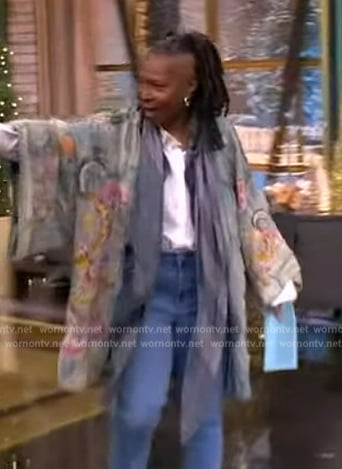 Whoopi’s denim dragon embroidered jacket on The View