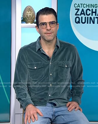 Zachary Quinto’s teal velvet shirt on Today