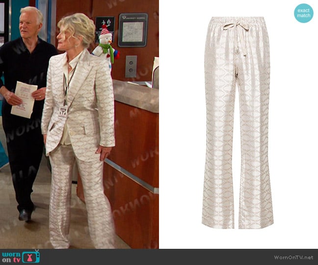 Zadig & Voltaire Pomy Jacquard Wing Straight-Leg Pants worn by Kayla Brady (Mary Beth Evans) on Days of our Lives