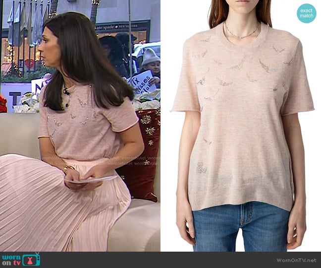 Zadig & Voltaire Ida Cashmere Tee in Sweet worn by Dr. Natalie Azar on Today