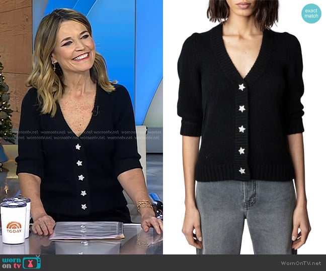 Zadig & Voltaire Betsy Cashmere Cardigan worn by Savannah Guthrie on Today