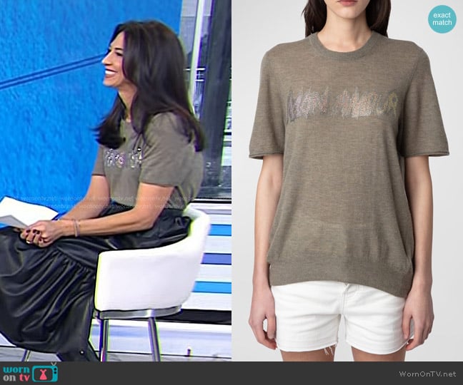 Zadig & Voltaire Ida Mon Amour Diamante Cashmere Sweater worn by Dr. Natalie Azar on Today