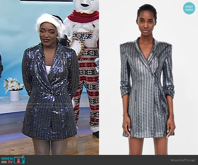 Zara Metallic Blazer Dress worn by Ariel Dykes on Today