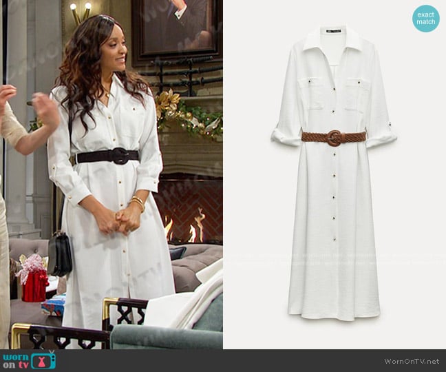 Zara Shirt Dress with Belt worn by Lani Price (Sal Stowers) on Days of our Lives