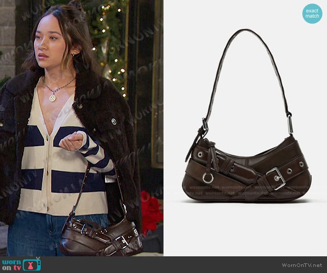 Zara Shoulder Bag with Belt Details worn by Sophia Choi (Madelyn Kientz) on Days of our Lives