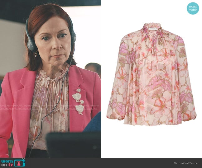 Zimmermann Matchmaker Billow Floral-print Blouse worn by Elsbeth Tascioni (Carrie Preston) on Elsbeth