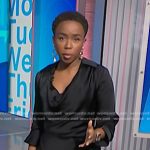 Zinhle’s black cowl neck top on NBC News Daily