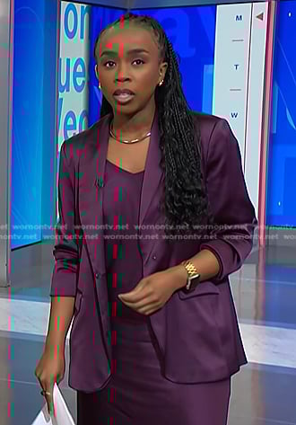 Zinhle's purple satin blazer on NBC News Daily