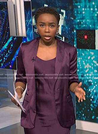 Zinhle’s purple satin blazer on NBC News Daily