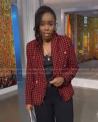 Zinhle’s red houndstooth blazer on NBC News Daily