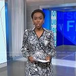 Zinhle Essamuah’s green animal print wrap dress on NBC News
