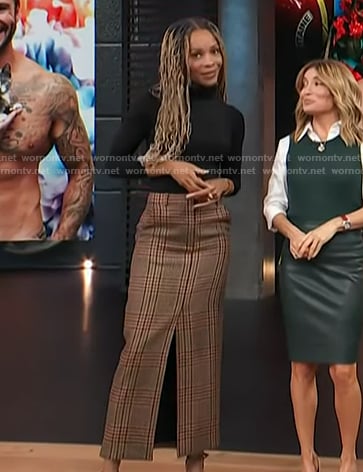 Zuri’s plaid front slit skirt on Access Hollywood