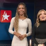 Zuri’s beige ribbed dress on Access Hollywood