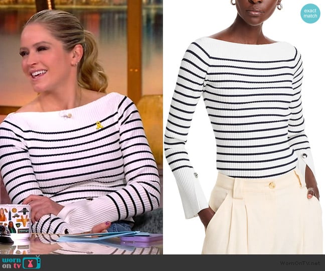 A.L.C. Anya Striped Knit Top worn by Sara Haines on The View