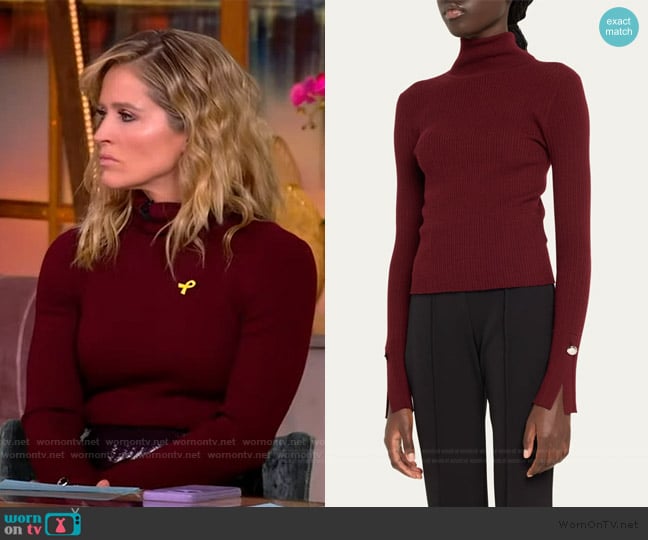 A.L.C. Jett Ribbed Turtleneck Top worn by Sara Haines on The View