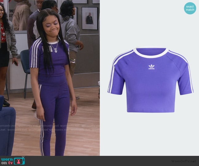 Adidas 3 Stripes Baby Tee worn by Aaliyah Upshaw (Khali Spraggins) on The Upshaws