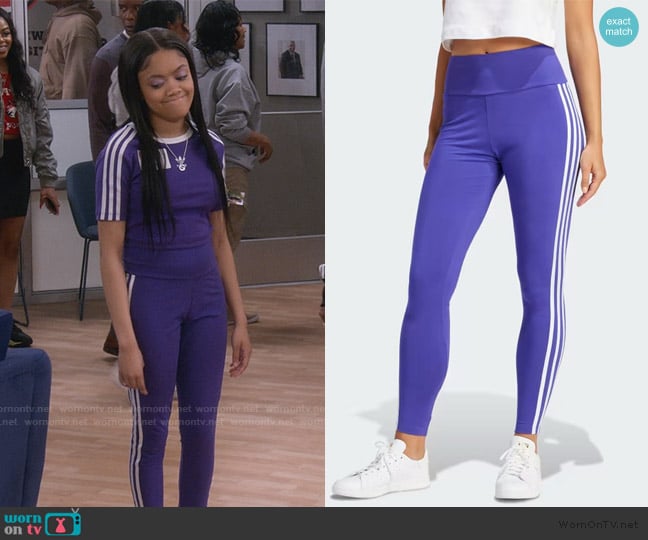 Adidas 3 Stripes Leggings worn by Aaliyah Upshaw (Khali Spraggins) on The Upshaws