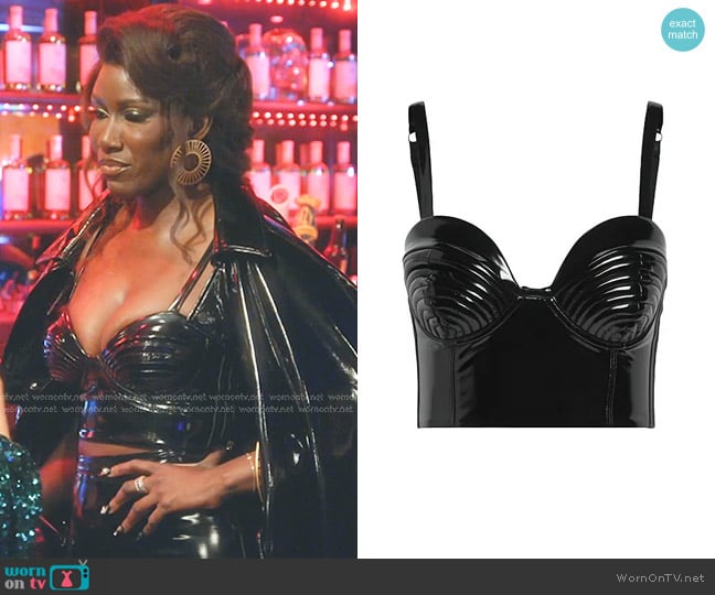 Adidas x Ivy Park Patent Latex Bra Corset Top worn by Bozoma Saint John on The Real Housewives of Beverly Hills