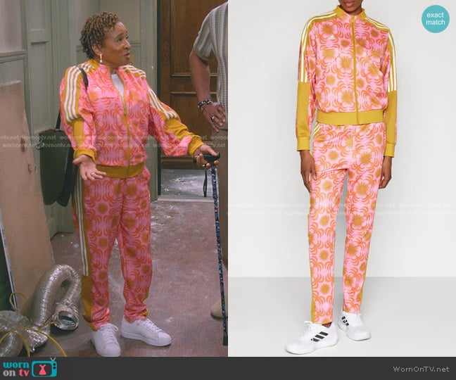 Adidas x Farm Rio Tiro Track Jacket and Pants worn by Lucretia Turner (Wanda Sykes) on The Upshaws