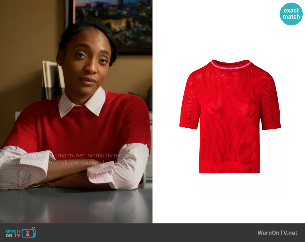 Akris Punto Short-Sleeve Wool Knit Sweater worn by Faith Mitchell (Iantha Richardson) on Will Trent