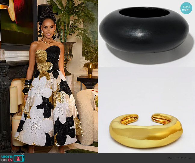 Alexis Bittar Puffy Lucite Bangle Bracelet- Black worn by Racquel Chevremont on The Real Housewives of New York City